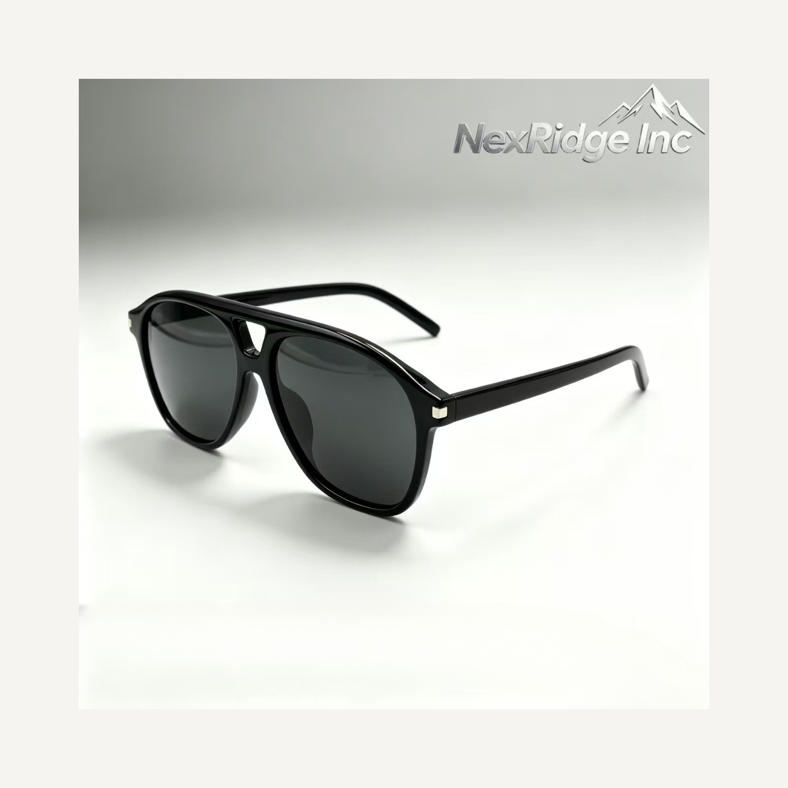 Black aviator sunglasses with a keyhole-style bridge