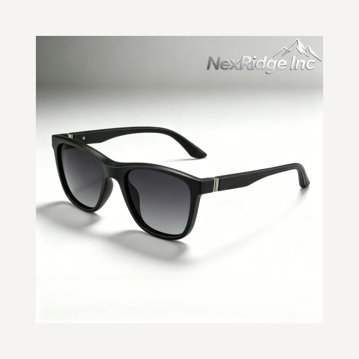 Onyx black square sunglasses with gradient-look lenses