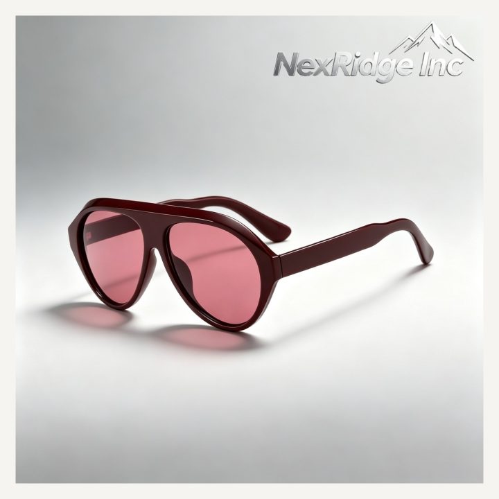Merlot aviator sunglasses with rose-coloured lenses